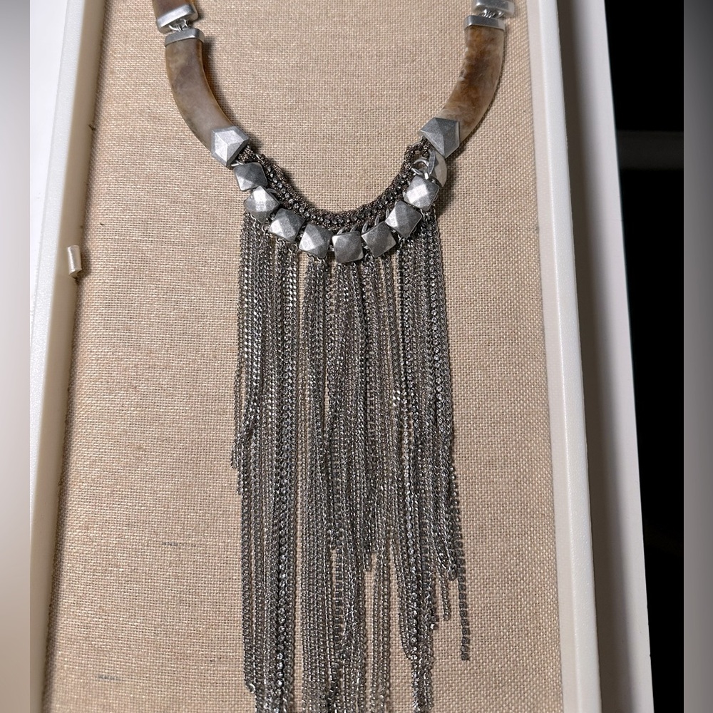 Rare Stella & Dot fringe & bone necklace